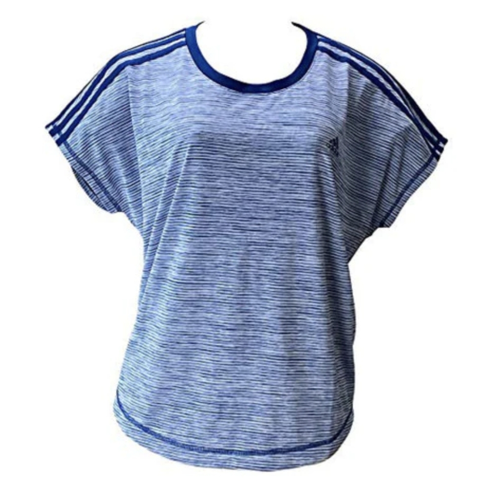 Adidas blue climalite athletic striped workout shirt